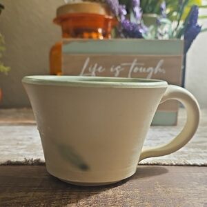 Quyle KilnsCream and Green Pottery Mug